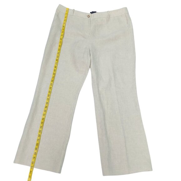 Talbots Windsor Curvy Wide Leg Linen Pants Women Trousers Size 16 Neutral Tan - Picture 9 of 13